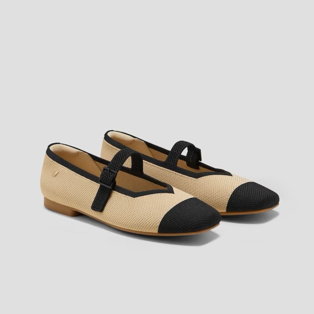 Vivaia Square-Toe Mary-Jane Nude Peach & Black